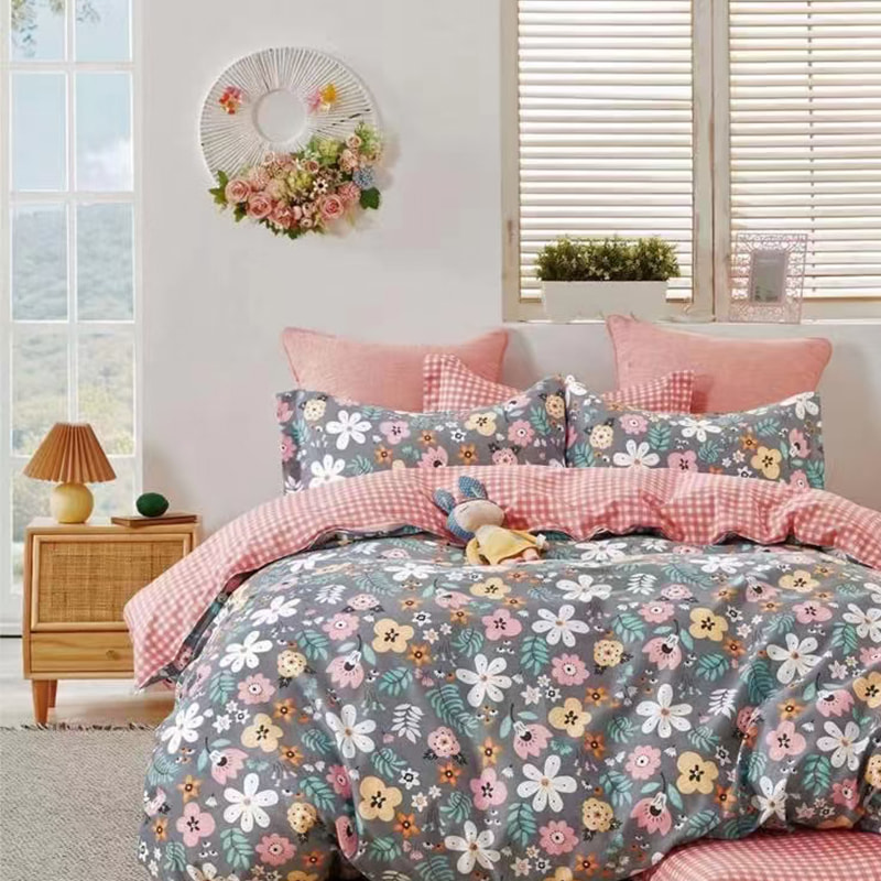 TIME-10-2 250 CM 90 GSM 무게 분산 인쇄 디자인 폴리에스테르 일반 직조 침대 시트 마이크로화이버 원단
